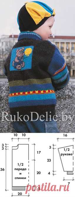 Детская вязаная спицами курточка с аппликацией :: Модели одежды для мальчиков :: Детская одежда :: Вязание спицами/Knitted clothes for boys :: RukoDelie.by