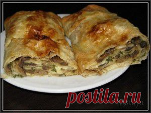 Грибной рулет в лаваше