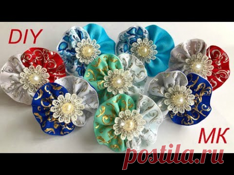 (130) Проще не бывает🎀Бантики малютки за 5 минут🎀 Мк Канзаши/DIY Hair Bows tutorial - YouTube