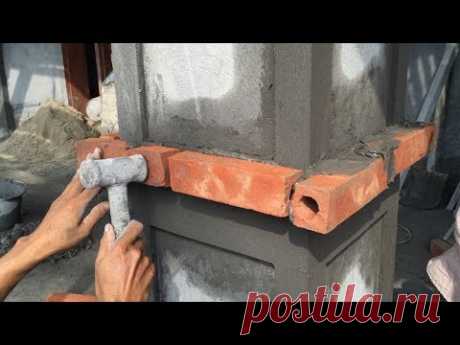 Construction Technology - Rendering Sand And Cement In To The Column Foot, Construction Daily - YouTube