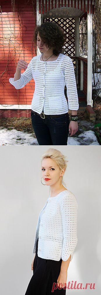 З интересных жакета крючком простыми узорами + видео.