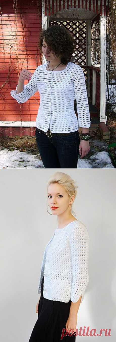 З интересных жакета крючком простыми узорами + видео.