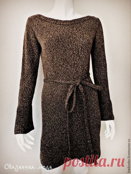 Вязаное платье "Кофейный ликёр " - коричневый,однотонный,платье,платье вязаное