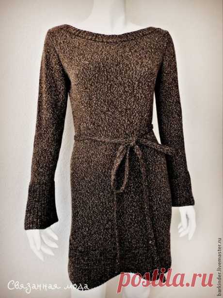Вязаное платье &quot;Кофейный ликёр &quot; - коричневый,однотонный,платье,платье вязаное