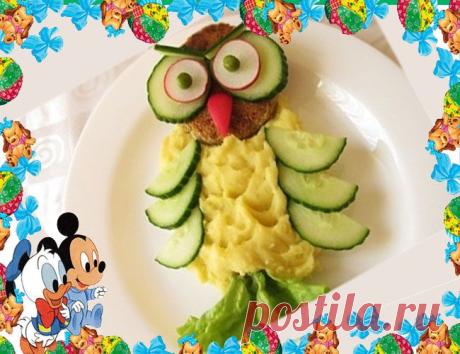 Сова из картофельного пюре