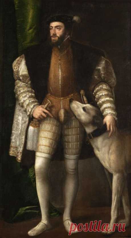 Портрет императора Карла V с собакой, Тициан, 1532-3