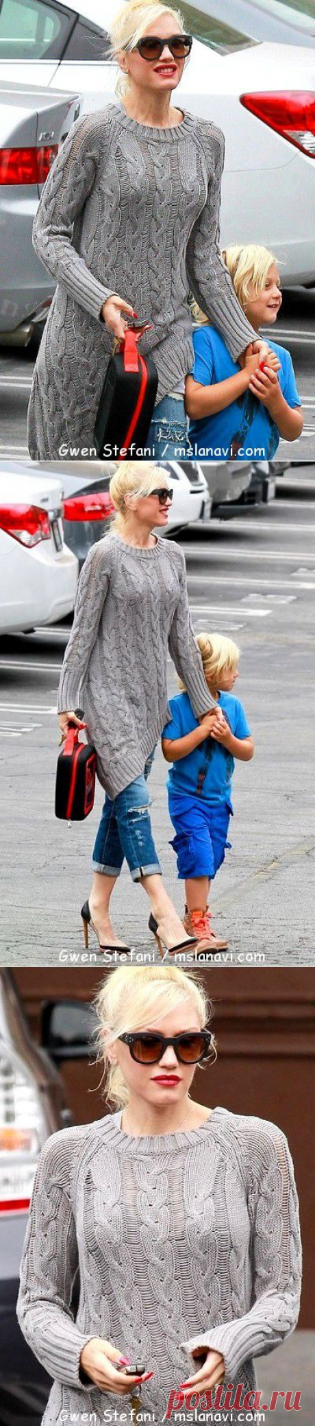 Модная вязаная туника на Гвен Стефани | Вяжем с Lana Vi