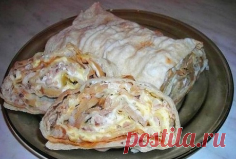 Рулет из лаваша с грибами и курицей | WOOMEDIA.RU
