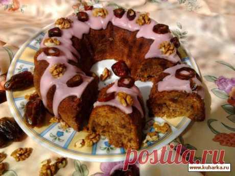 Рецепт: Финиковый кекс с орехами.