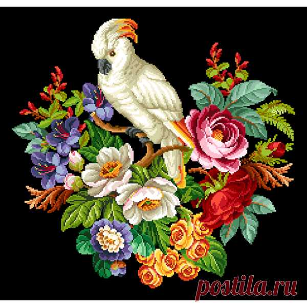 A210 A white parrot on a vintage bouquet - Inspire Uplift