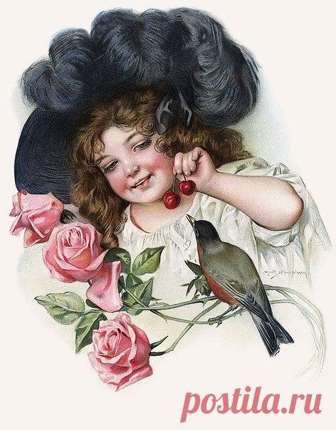 Винтажные картинки. Дети, цветы. Художница Maud Humphrey Bogart 
Декупаж коллаж. Decoupage collage.
#дизайн #для_декупажа #картинки_для_творчества #декупаж #декор