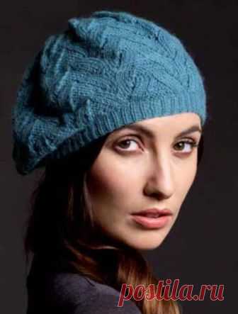 Берет спицами с небольшим объемом - Портал рукоделия и моды