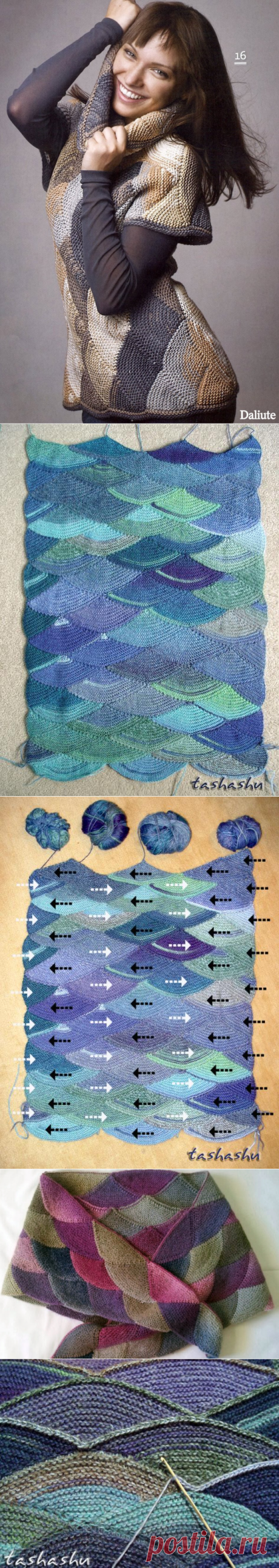 Мастер-класс узора спицами *Чешуя дракона* в технике пэчворк - Modnoe Vyazanie ru.com