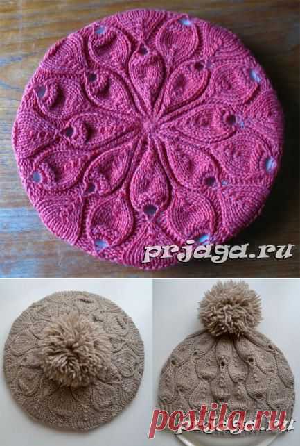 Берет спицами с выпуклыми фруктами Houzuki