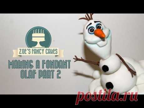 Frozen Olaf cake fondant part 2 How to make a fondant Frozen Olaf Cake decorating topper tutorial - YouTube
