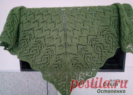 Шаль спицами Летний ветер от дизайнера Моники Эккерт. Работа Ольги Остапенко, Вязание для женщин