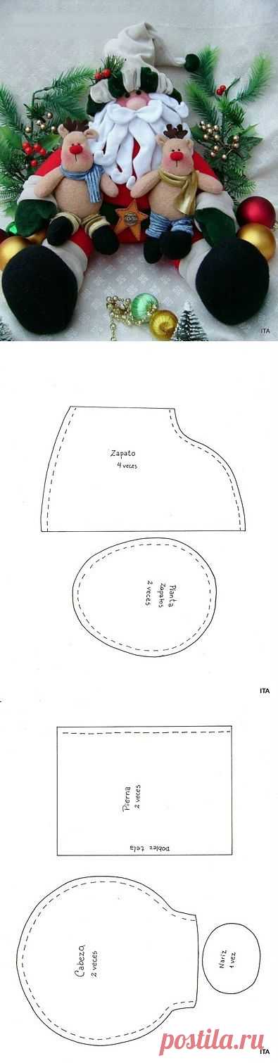 Мягкая игрушка Дед Мороз, выкройка / Тильда, мягкие игрушки своими руками, выкройки / КлуКлу. Рукоделие - бисероплетение, квиллинг, вышивка крестом, вязание