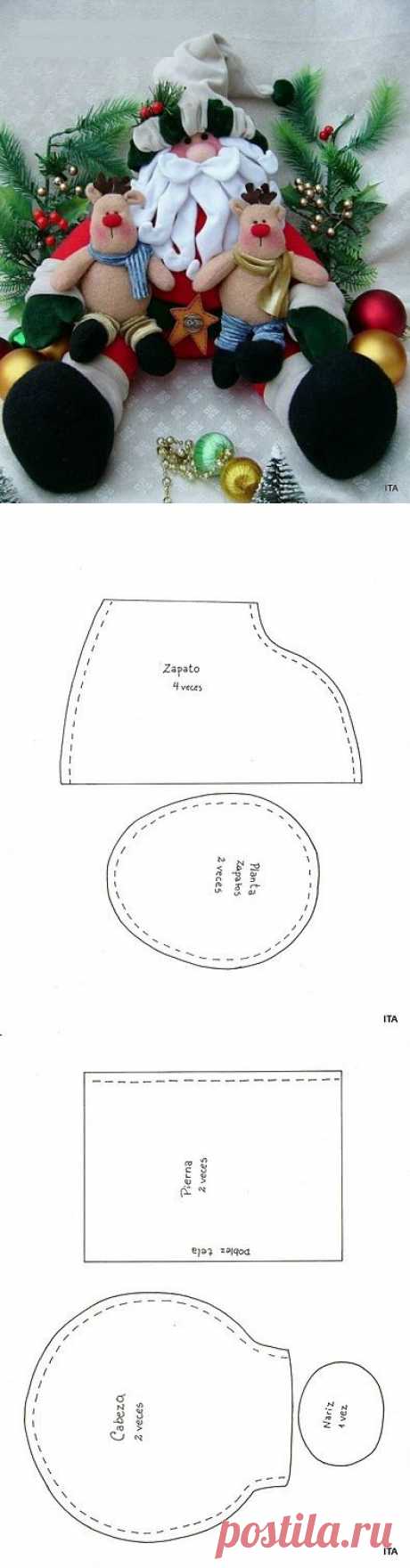 Мягкая игрушка Дед Мороз, выкройка / Тильда, мягкие игрушки своими руками, выкройки / КлуКлу. Рукоделие - бисероплетение, квиллинг, вышивка крестом, вязание