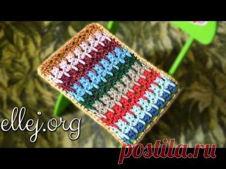 Накидка-чехол на стульчик крючком • Узор котята • Crocheted stool cover
