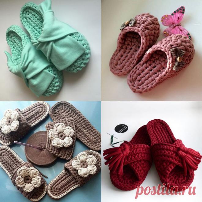 Удобные домашние тапочки своими руками: вяжем за 1 вечер