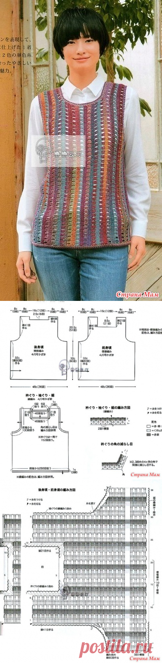 Ажурная безрукавка связанная поперек. Крючок - ВЯЗАНАЯ МОДА+ ДЛЯ НЕМОДЕЛЬНЫХ ДАМ - Страна Мам