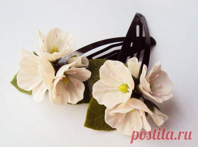 Яблоневый цвет из самозастывающей пластики. - Ярмарка Мастеров - ручная работа, handmade