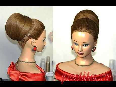 Bun, hairstyles for long hair. Wedding prom updo. Прическа для длинных волос. Бабетта. - YouTube