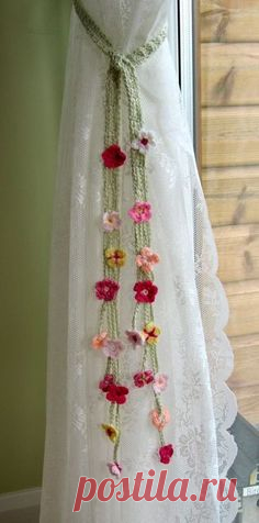 crochet curtain tiebacks