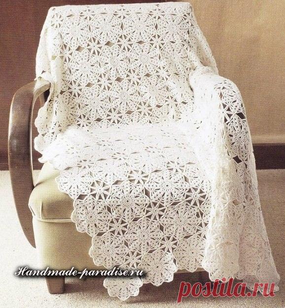 Плед крючком из круглых мотивов - Handmade-Paradise Плед крючком из круглых мотивов. Для вязания ажурного пледа можно использовать акриловую, шерстяную, полушерстяную или хлопчатобумажную пряжу