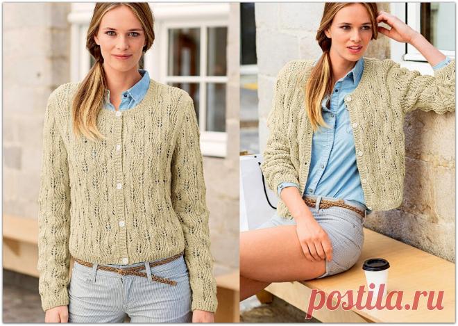 Вяжем французский кардиган на пуговицах от Bergere | Paradosik_Handmade | Пульс Mail.ru Женский кардиган на пуговицах, описание и схема вязания спицами.