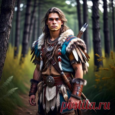 ЮНЫЙ ПЕРВОБЫТНЫЙ ВОИН (нейросеть Шедеврум). Образы первобытной жизни, созданные нейросетями.