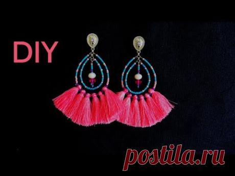 Brinco Tassel Rosa - Diy bijuterias !!