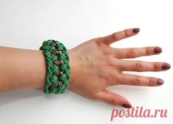 Браслет из цепочки и шнура — Сделай сам, идеи для творчества - DIY Ideas