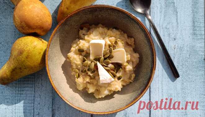 Пшённая каша с грушей, кокосом и камамбером – начинаем утро вкусно | #homeaesthetics | Дзен