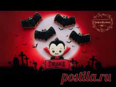 Halloween Cookies - How to make DRACULA cookies with name banner