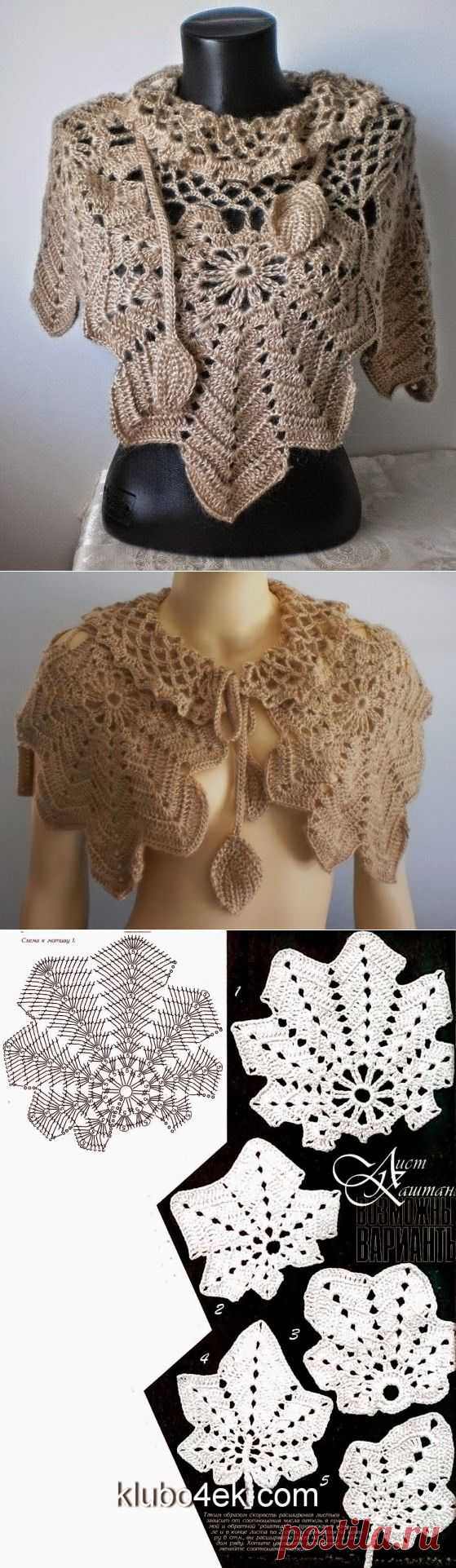 Irish crochet &: Накидка "Кленовый лист"
