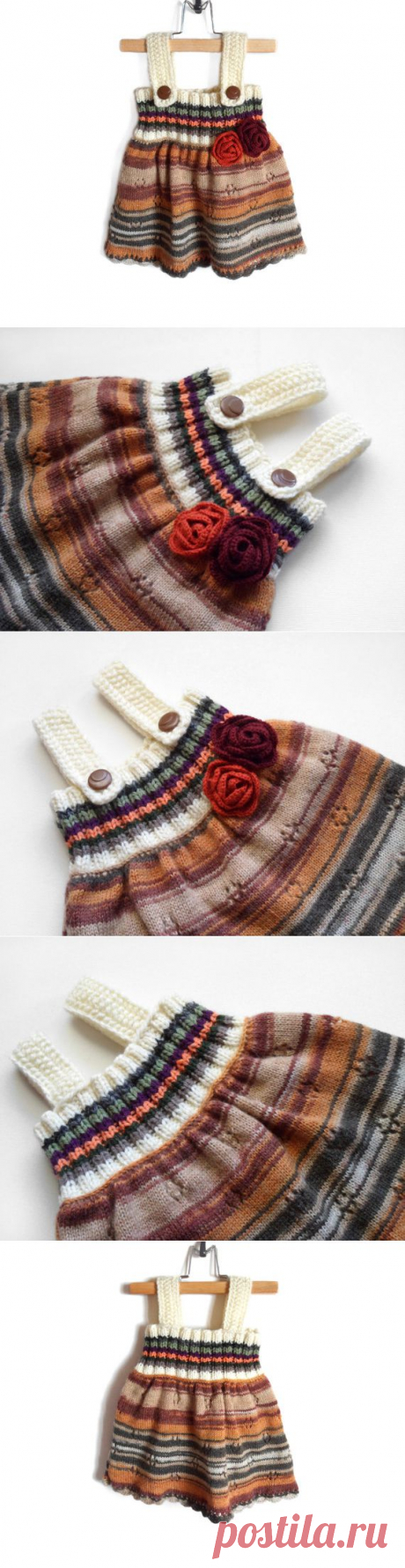 Knitted Baby Girl Dress Multicolor 9 12 от SasasHandcrafts