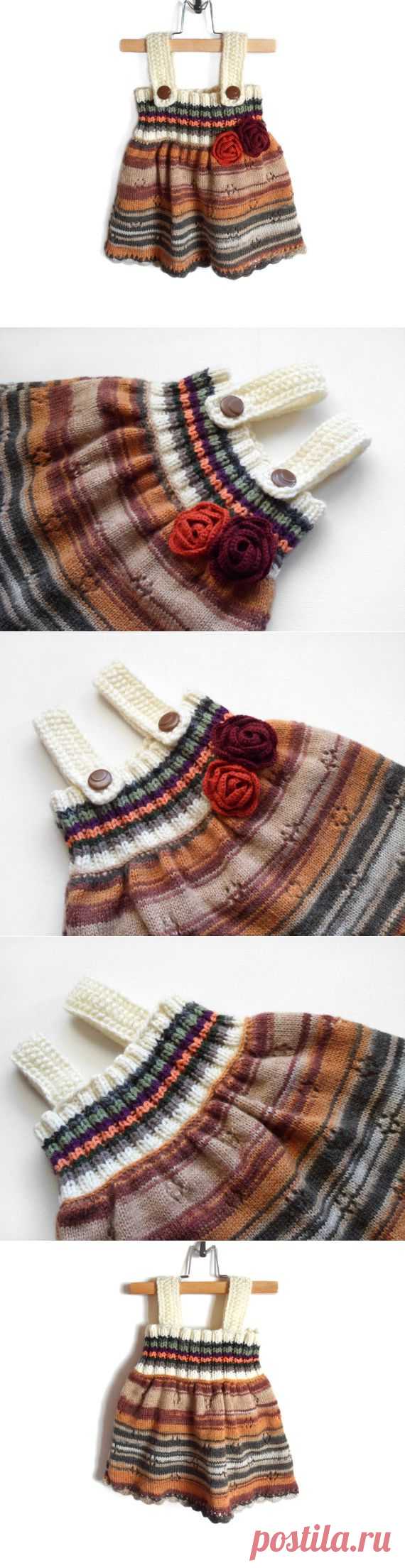 Knitted Baby Girl Dress Multicolor 9 12 от SasasHandcrafts