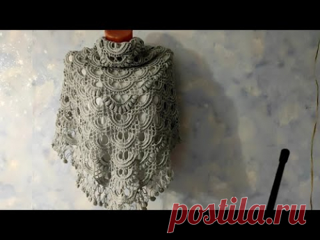 Готовимся к 8 Марта. Шаль крючком. Подробный м.к.  для начинающих.