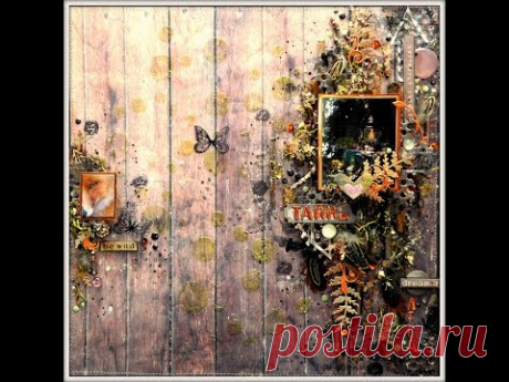 Mixed media Layout. Step-by-step tutorial/ Миксмедийная страничка &quot;Тайны леса&quot;. - YouTube
