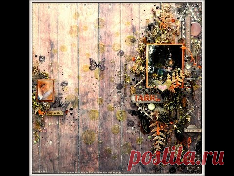 Mixed media Layout. Step-by-step tutorial/ Миксмедийная страничка "Тайны леса". - YouTube