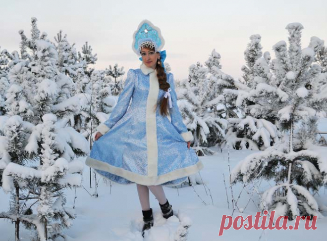 Новогодний костюм Снегурочки с кокошником своими руками