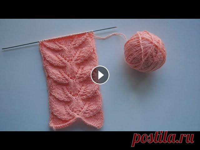 Узор "Листья" спицами + схема узора. Вязание для начинающих. Simple and effective knitting pattern Простой и эффектный узор спицами!...