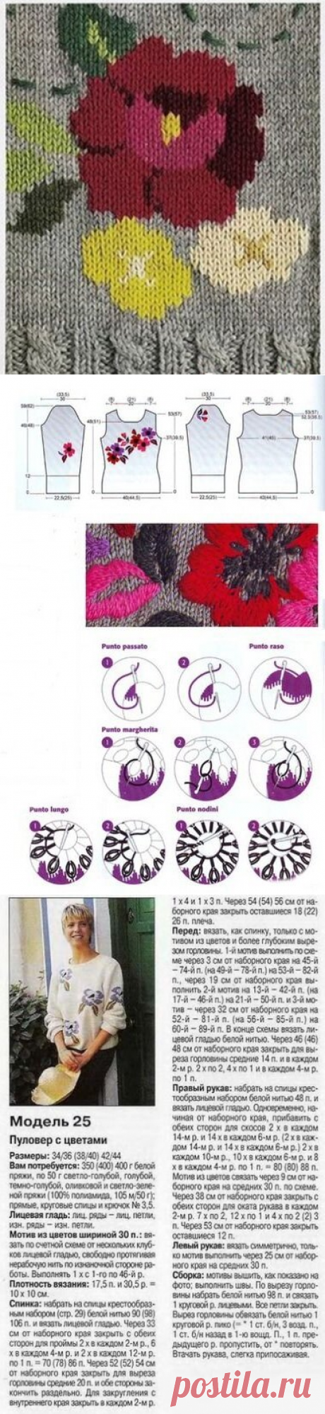 Вышивка на вязаном изделии. Схемы. | Вязание с Irina Bronya | Дзен