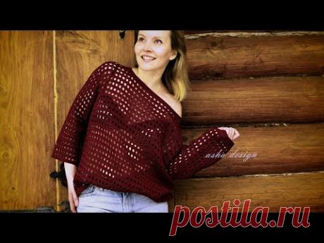 Узор крючком для пуловера ,,Бордо,, 🌹🌹🌹