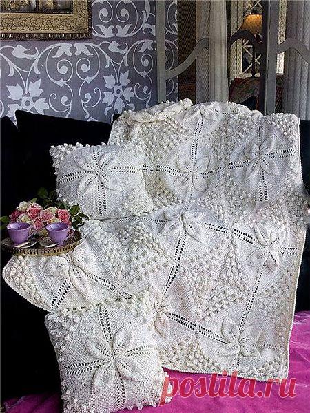 Вязаный   плед   и   чехол   для   подушек  .