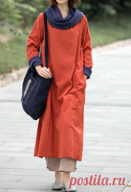 Women's long Dresses Linen Maxi dress long sleeves | Etsy