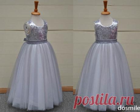 girls dresses size 7 Picture - More Detailed Picture about 2016 custom made A line sparkly Silver Gray Sequins Floor Length Flower Girl Dress For Wedding party dress Picture in Flower Girl Dresses from dosmile | Aliexpress.com | Alibaba Group