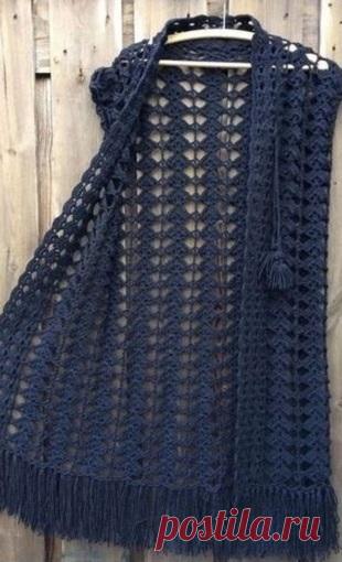 Удлиненный жилет крючком