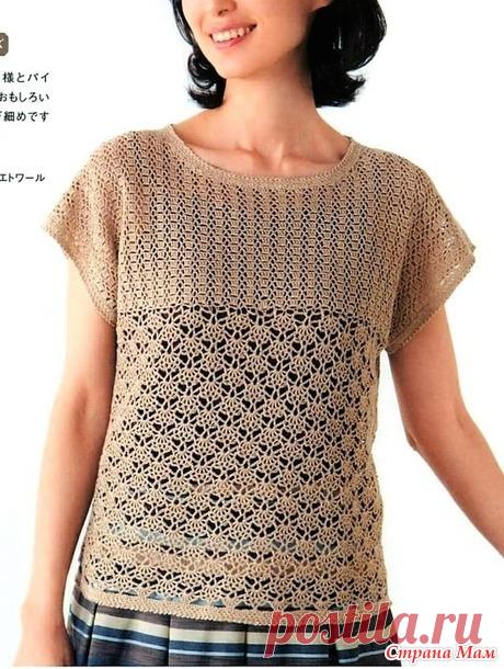 Ажурный топ с квадратной кокеткой. Крючок. - ВЯЗАНАЯ МОДА+ ДЛЯ НЕМОДЕЛЬНЫХ ДАМ - Страна Мам